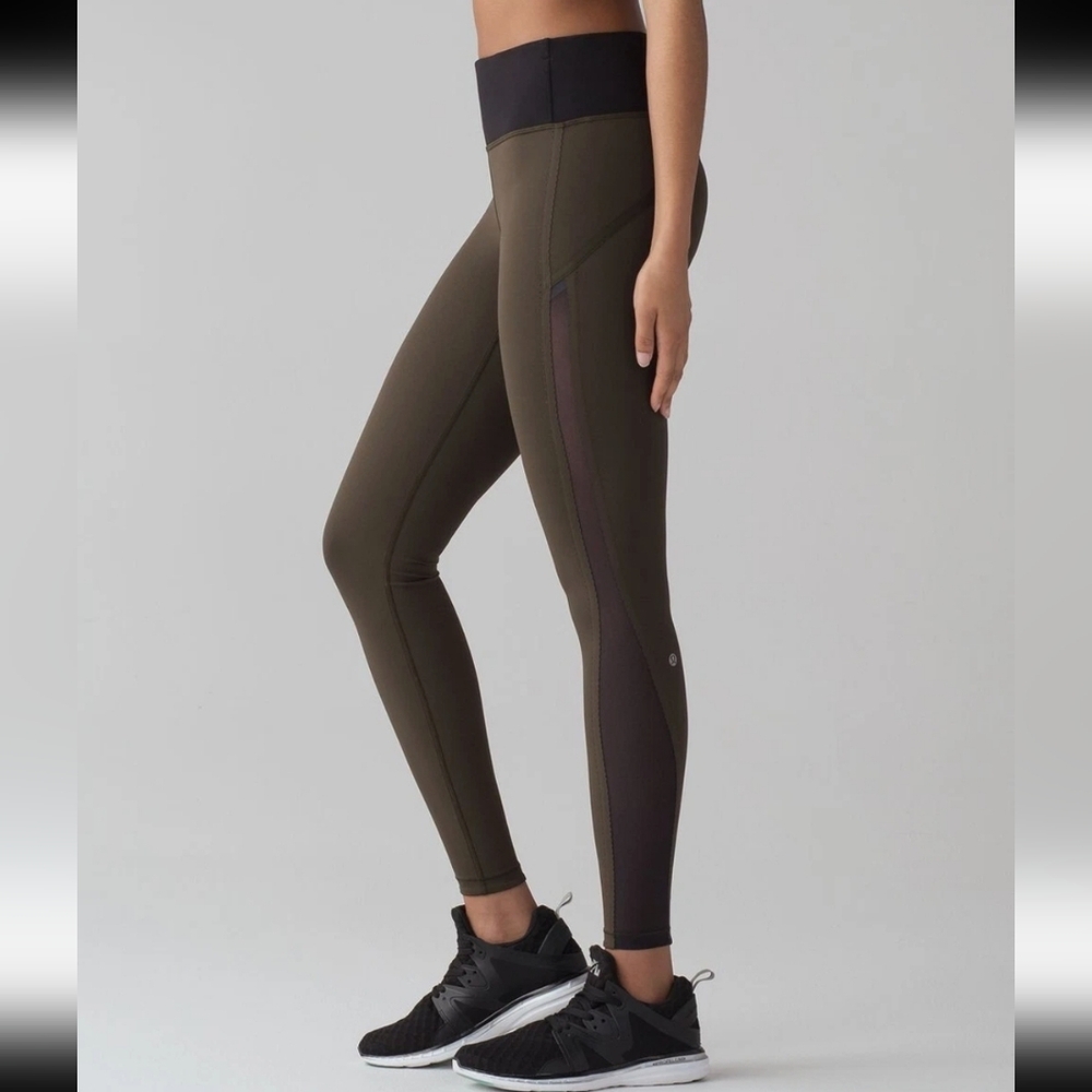Lululemon Smooth Stride Olive Tights/Leggings Size 6
